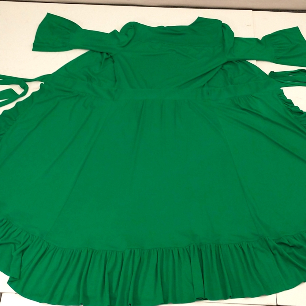 Emerald Green Knit Wrap Dress L K Bennett London Made in Portugal Ruffle sz 4-6 - Picture 10 of 10